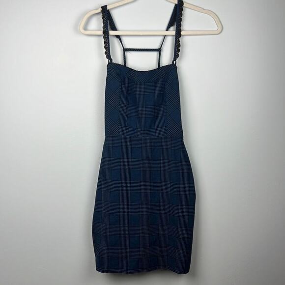Free People Dresses & Skirts - Free People Intimately FP black and blue plaid apron style mini dress small